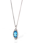Baikalla Jewelry Silver Topaz Necklace Sterling Silver Natural Topaz Luxury Pendant Necklace With CZ