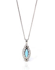 Baikalla Jewelry Silver Topaz Necklace Sterling Silver Natural Topaz Luxury Pendant Necklace With CZ