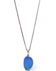 Baikalla Jewelry Gemstone Pendant Necklace Sterling Silver Freeform Australian Blue Opal Bezel Set Necklace