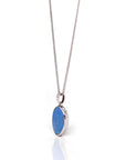 Baikalla Jewelry Gemstone Pendant Necklace Sterling Silver Freeform Australian Blue Opal Bezel Set Necklace