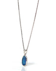 Baikalla Jewelry Gemstone Pendant Necklace Sterling Silver Freeform Australian Blue Opal Bezel Set Necklace