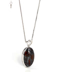Baikalla Jewelry Gemstone Pendant Necklace Sterling Silver Freeform Australian Boulder Opal Bezel Set Necklace