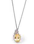 Baikalla Jewelry Silver Citrine Necklace Sterling Silver Natural Cushion Cut Citrine Necklace With CZ