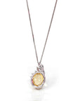Baikalla Jewelry Silver Citrine Necklace Sterling Silver Natural Cushion Cut Citrine Necklace With CZ