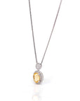 Baikalla Jewelry Silver Citrine Necklace Sterling Silver Natural Oval Cut Citrine Necklace With CZ