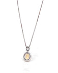 Baikalla Jewelry Silver Citrine Necklace Sterling Silver Natural Oval Cut Citrine Necklace With CZ