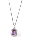 Baikalla Jewelry Silver Topaz Necklace Sterling Silver Natural Amethyst Classic Pendant Necklace With CZ