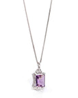 Baikalla Jewelry Silver Topaz Necklace Sterling Silver Natural Amethyst Classic Pendant Necklace With CZ