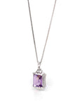 Baikalla Jewelry Silver Topaz Necklace Sterling Silver Natural Amethyst Classic Pendant Necklace With CZ