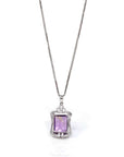 Baikalla Jewelry Silver Topaz Necklace Sterling Silver Natural Amethyst Classic Pendant Necklace With CZ