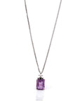 Baikalla Jewelry Silver Topaz Necklace Sterling Silver Natural Amethyst Emerald Cut Pendant Necklace With CZ