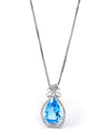 Baikalla Jewelry Silver Topaz Necklace Sterling Silver Natural Topaz Luxury Pendant Necklace With CZ