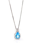 Baikalla Jewelry Silver Topaz Necklace Sterling Silver Natural Topaz Luxury Pendant Necklace With CZ