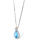 Baikalla Jewelry Silver Topaz Necklace Sterling Silver Natural Topaz Luxury Pendant Necklace With CZ