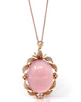 Baikalla Jewelry Gemstone Pendant Necklace 18k Rose Gold Royal Rose Quartz Pendant Necklace with Diamonds