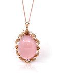 Baikalla Jewelry Gemstone Pendant Necklace 18k Rose Gold Royal Rose Quartz Pendant Necklace with Diamonds