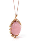 Baikalla Jewelry Gemstone Pendant Necklace 18k Rose Gold Royal Rose Quartz Pendant Necklace with Diamonds