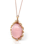 Baikalla Jewelry Gemstone Pendant Necklace 18k Rose Gold Royal Rose Quartz Pendant Necklace with Diamonds