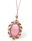 Baikalla Jewelry Gemstone Pendant Necklace 18k Rose Gold Royal Rose Quartz Pendant Necklace with Diamonds