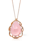 Baikalla Jewelry Rose Quartz Necklace 18k Rose Gold Royal Rose Quartz Pendant Necklace with Diamonds
