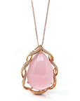 Baikalla Jewelry Rose Quartz Necklace 18k Rose Gold Royal Rose Quartz Pendant Necklace with Diamonds