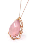 Baikalla Jewelry Rose Quartz Necklace 18k Rose Gold Royal Rose Quartz Pendant Necklace with Diamonds