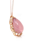 Baikalla Jewelry Rose Quartz Necklace 18k Rose Gold Royal Rose Quartz Pendant Necklace with Diamonds