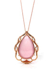 Baikalla Jewelry Rose Quartz Necklace 18k Rose Gold Royal Rose Quartz Pendant Necklace with Diamonds