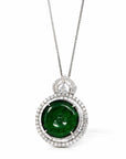 Baikalla Jewelry 18k Gold Jadeite Necklace Baikalla 18K White Gold Genuine Luxury Imperial Jadeite KouKou Pendant with Diamonds