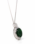 Baikalla Jewelry 18k Gold Jadeite Necklace Baikalla 18K White Gold Genuine Luxury Imperial Jadeite KouKou Pendant with Diamonds