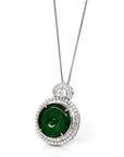 Baikalla Jewelry 18k Gold Jadeite Necklace Baikalla 18K White Gold Genuine Luxury Imperial Jadeite KouKou Pendant with Diamonds