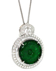 Baikalla Jewelry 18k Gold Jadeite Necklace Baikalla 18K White Gold Genuine Luxury Imperial Jadeite KouKou Pendant with Diamonds