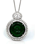 Baikalla Jewelry 18k Gold Jadeite Necklace Baikalla 18K White Gold Genuine Luxury Imperial Jadeite KouKou Pendant with Diamonds
