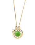 Baikalla Jewelry Gold Jade Pendant Pendant Only 14K Gold Genuine Green Apple Green Jade Love Pendant Necklace With VS1 Diamond