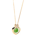Baikalla Jewelry Gold Jade Pendant 14K Gold Genuine Green Apple Green Jade Love Pendant Necklace With VS1 Diamond