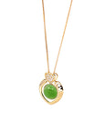 Baikalla Jewelry Gold Jade Pendant 14K Gold Genuine Green Apple Green Jade Love Pendant Necklace With VS1 Diamond