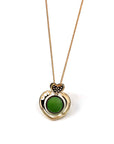 Baikalla Jewelry Gold Jade Pendant 14K Gold Genuine Green Apple Green Jade Love Pendant Necklace With VS1 Diamond
