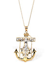 Baikalla Jewelry 24K Pure Yellow Gold Pendant Pendant Only 14K 2 Tone Gold Anchor Crucifix Pendant