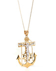 Baikalla Jewelry 24K Pure Yellow Gold Pendant 14K 2 Tone Gold Anchor Crucifix Pendant