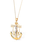 Baikalla Jewelry 24K Pure Yellow Gold Pendant 14K 2 Tone Gold Anchor Crucifix Pendant
