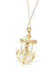 Baikalla Jewelry 24K Pure Yellow Gold Pendant 14K 2 Tone Gold Anchor Crucifix Pendant