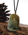 Baikalla Jewelry Jade Carving Necklace Natural Honey Yellow Jadeite Jade "Rooster" Pendant Necklace For Men, Collectibles.