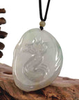 Baikalla Jewelry Jade Carving Necklace Baikalla "Roaring Dragon" Natural Jadeite Jade Lavender Green Pendant Necklace For Men, Collectibles.