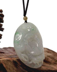 Baikalla Jewelry Jade Carving Necklace Baikalla "Roaring Dragon" Natural Jadeite Jade Lavender Green Pendant Necklace For Men, Collectibles.
