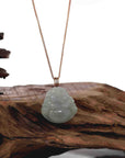Baikalla Jewelry Gold Jade Buddha Baikalla "Laughing Buddha" Genuine Ice Jadeite Jade with 18k Rose Gold Diamonds Bail