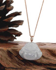 Baikalla Jewelry Gold Jade Buddha Pendant Only Baikalla "Laughing Buddha" Genuine Ice Jadeite Jade with 18k Rose Gold Diamonds Bail