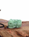 Baikalla Jewelry genuine jadeite carving Baikalla™ Pi Xiu Genuine Burmese Green Jadeite Jade PiXiu Pendant Necklace (FengShui Lucky)
