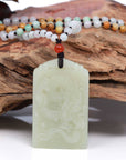 Baikalla Jewelry Jade Pendant Necklace Baikalla™ Genuine HeTian White Nephrite Jade Bigger Dragon Pendant Necklace