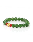 Baikalla Jewelry jade beads bracelet 24K Pure Yellow Gold Money Bead With Genuine Green Jade Round Beads Bracelet Bangle ( 8 mm )