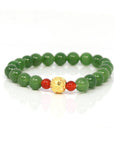 Baikalla Jewelry jade beads bracelet 24K Pure Yellow Gold Money Bead With Genuine Green Jade Round Beads Bracelet Bangle ( 8 mm )